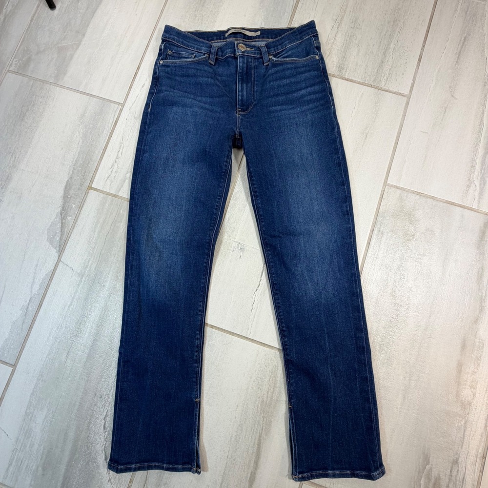 Hudson Nico Straight Leg Jeans Mission Wash Side Slit Hem Blue Denim 27
